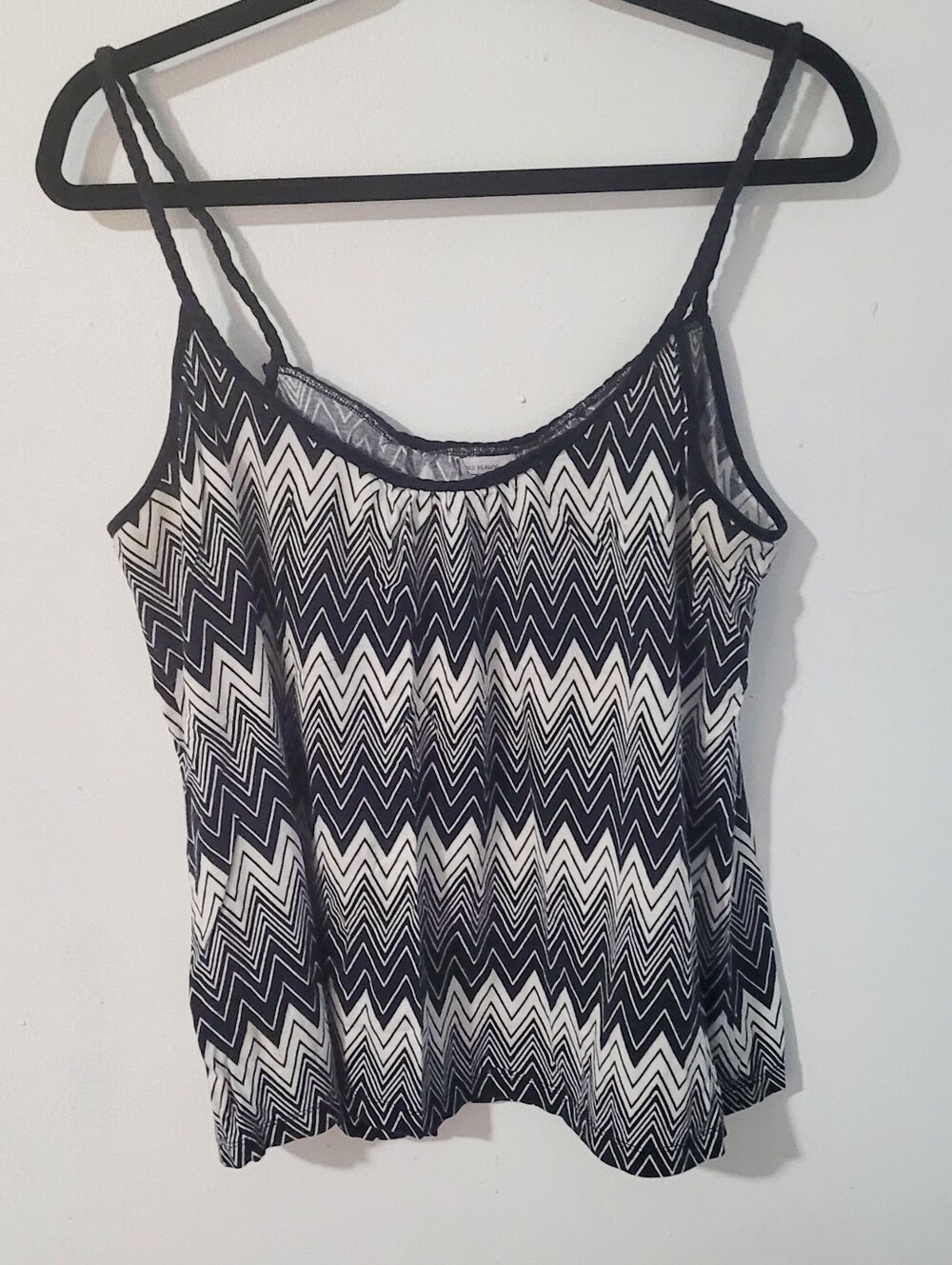 Old Navy Black & White Chevron Cami Tank Top Women's XXL Cotton Blend